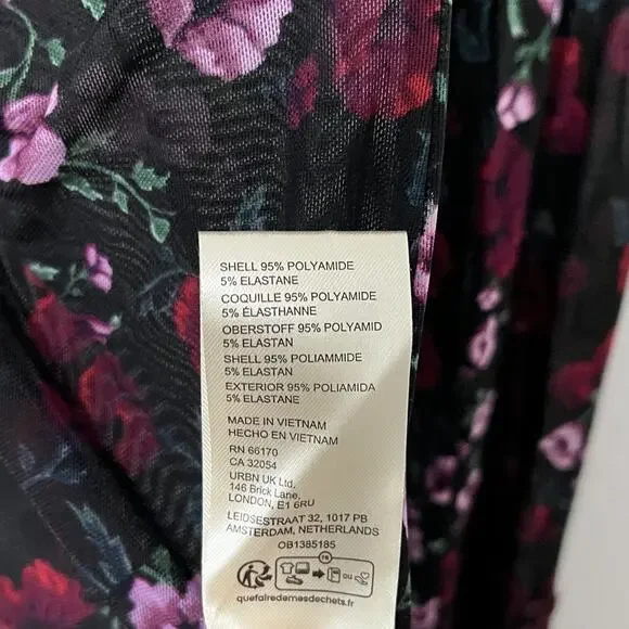 Free People Lucky Shirtee Floral Sheer Top Size S Black Dark Romantic Whimsigoth - Picture 7 of 8